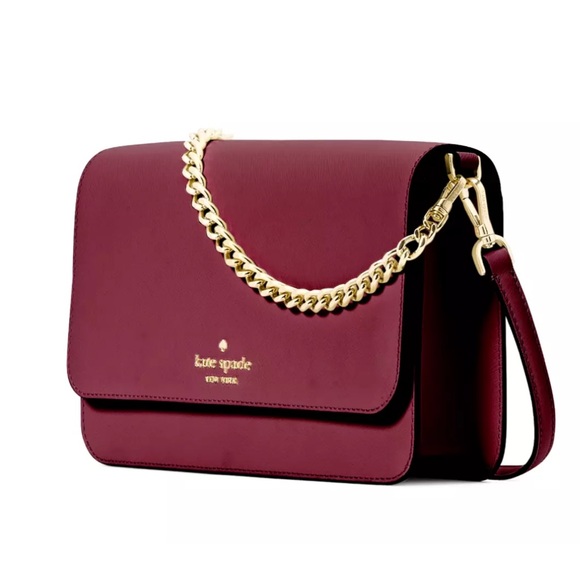 New Kate Spade Madison Medium Flap Convertible Crossbody Blackberry Preserve - Picture 2 of 5